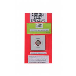 L-13 Canadian King George V silver five cents - 1911 - More than 100 years old. First year for King 