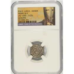 (AD 1035-1125) ITALY, LUCCA-DENIER (HENERY III-V) NGC GENUINE