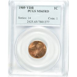1909 VDB LINCOLN CENT PCGS MS-65 RED !!!