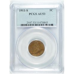1911-S LINCOLN CENT PCGS AU-53