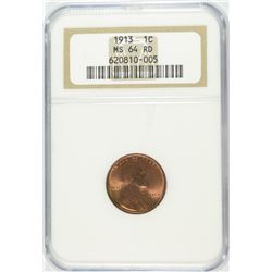 1913 LINCOLN CENT NGC MS-64 RED !!!