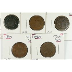(5) 1864 TWO CENT PCS