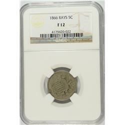 1866 SHIELD NICKEL NGC FINE-12