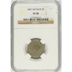1867 SHIELD NICKEL NGC VF-30