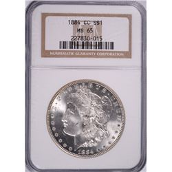 1884-CC MORGAN SILVER DOLLAR, NGC MS-65  BLAST WHITE