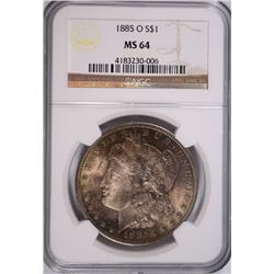 1885-O MORGAN DOLLAR NGC MS-64 TONED