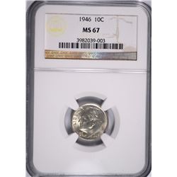 1946 ROOSEVELT DIME, NGC MS-67
