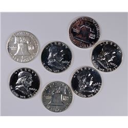 ( 7 ) PROOF FRANKLIN HALF DOLLARS, 1959-1963  NICE!