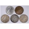 Image 2 : ( 5 ) CIRCULATED PEACE DOLLARS: 1922, 1923-S, 1924, 1925 AND 1926