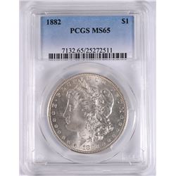 1882 MORGAN SILVER DOLLAR, PCGS MS-65 BLAST WHITE!
