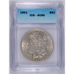 1901 MORGAN SILVER DOLLAR, ICG AU-50  NICE ORIGINAL COIN