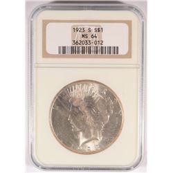 1923-S PEACE SILVER DOLLAR, NGC MS-64  WHITE AND NICE!