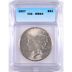 1927 PEACE DOLLAR ICG MS64 RARE!