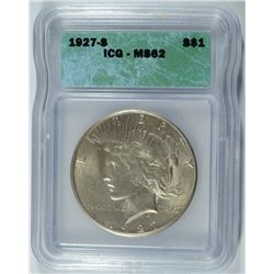 1927-S PEACE SILVER DOLLAR ICG MS-62