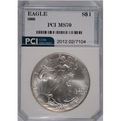 2000 AMERICAN SILVER EAGLE, PCI MS-70 PERFECT RARE!  BOOKS FOR  $5000.00