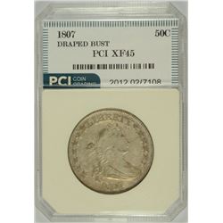 1807 DRAPED BUST HALF DOLLAR, PCI  XF/AU-45