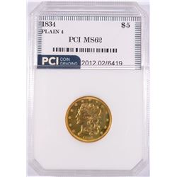 1834 CLASSIC HEAD $5.00 GOLD, PCI MS-62