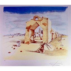 Dali "Paranoiac Village" Limited Edition Lithograph W/Coa, 33"x22.5"