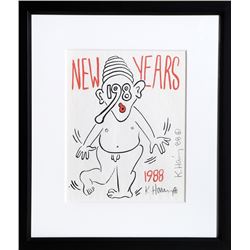 Keith Haring, New Years Invitation 1988 - 2, Silkscreen