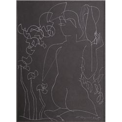 Alexander Raymond Katz, Lady with Pitcher, Brush Drawing