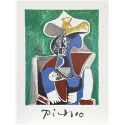 Pablo Picasso, Buste au Chapeau Jaune et Gris,  Lithograph