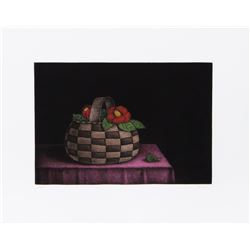 Tomoe Yokoi, Flowers in Basket, Mezzotint