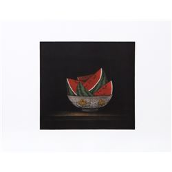 Tomoe Yokoi, Watermelons in Bowl, Mezzotint