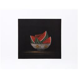 Tomoe Yokoi, Watermelons in Bowl, Mezzotint