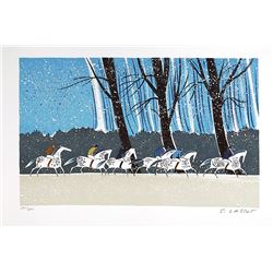 Serge Lassus, Polo Run (Blue), Lithograph