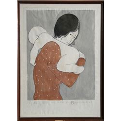 Stephen White, Lady Holding a Baby, Woodcut