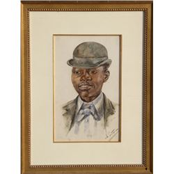 Bessie Pease Gutmann, Portrait of a Young Man, Watercolor Painting