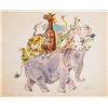 Image 1 : Marshall Goodman, Animals Riding an Elephant, Watercolor Painting