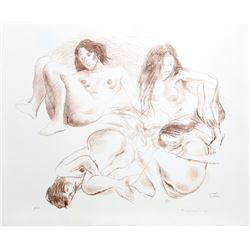 Raphael Soyer, Four Women (Sepia), Lithograph