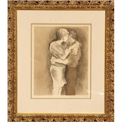 Raphael Soyer, Embrace, Etching