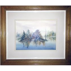 Owen Wexler, Lake Island, Watercolor Painting