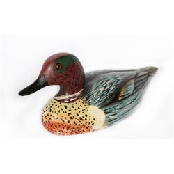 Armand LaMontagne, Spotted Duck, Painted Hand-Carved Wood Sculpture