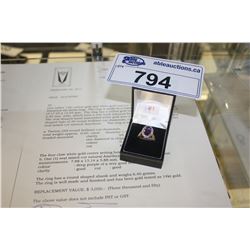 LADIES 14KT YELLOW AND WHITE GOLD NATURAL AMETHYST AND DIAMOND SET DRESS RING WITH 20 DIAMONDS,