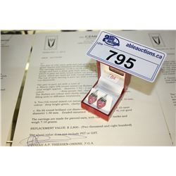 14KT WHITE GOLD AND ROSE GOLD FINISH RUBY, GARNET AND DIAMOND SET STRAWBERRY DESIGN EARRINGS A