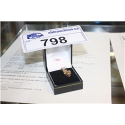 LADIES 14KT WHITE GOLD RHODOLITE GARNET AND DIAMOND SET DRESS RING WITH 5 DIAMONDS, APPROX