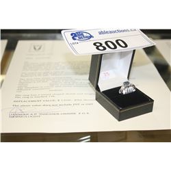 LADIES 14K WHITE GOLD BLUE SAPPHIRE AND DIAMOND SET ENGAGEMENT RING WITH 76 DIAMONDS, APPROX