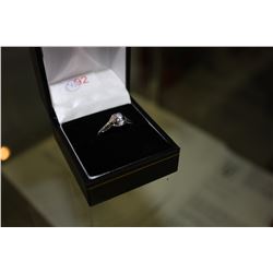 LADIES 18KT WHITE GOLD AND 10KT WHITE GOLD DIAMOND SET ART DECO ENGAGEMENT RING WITH 1 DIAMOND,