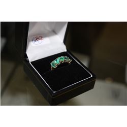 LADIES 10KT GOLD EMERALD DRESS RING WITH 5 EMERALDS, APPROX 1.85CARAT