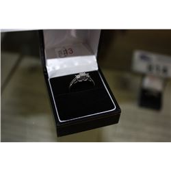 LADIES 10KT WHITE GOLD AND DIAMOND SET TRINITY DESIGN ENGAGEMENT RING WITH 3 DIAMONDS, APPROX