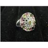 Image 2 : LADIES STERLING SILVER MULTI COLOUR NATURAL TOURMALINE AND CUBIC ZIRCONIA DRESS RING WITH 45 CUBIC