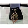 Image 2 : LADIES SILVER AND GOLD TIGER EYE PENDANT SET. 4 DIAMONDS. 17.8GRAMS. INCLUDES $415 CERTIFICATE