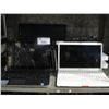 Image 1 : SHELF LOT OF ASSORTED LAPTOP COMPUTERS, TABLETS, WINDOWS SURFACES, ETC - FOR PARTS AND REPAIR