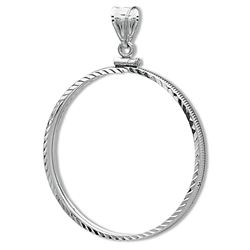 Sterling Silver Screw Top Diamond Cut Coin Bezel - 38mm