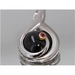 Sterling Silver .925 Cabochon Onyx Pendant