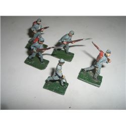 VINTAGE CIVIL WAR 5 TOTAL METAL TOY SOILDERS *CIVIL WAR CONFEDERATE* !! SOILDERS CAME OUT OF SAFE BO