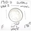 Image 1 : 1913-D VARIETY 2 *EXTREMELY RARE-KEY DATE* BUFFALO NICKEL FINE GRADE RED BOOK VALUE $175.00+!!